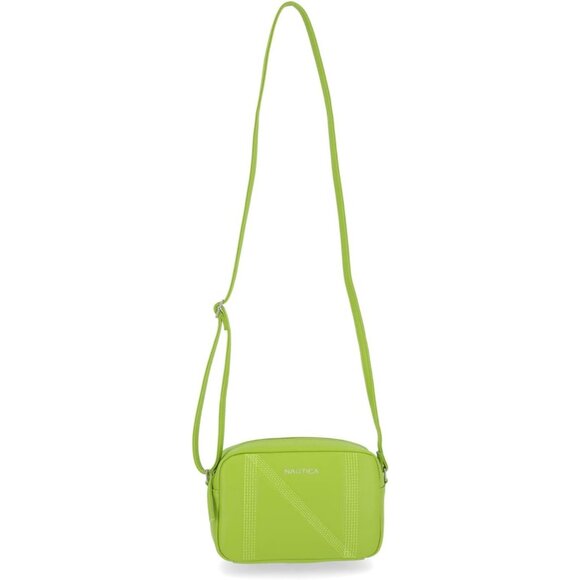 Women's Lime PU leather Candid Camera Adjustable Crossbody Bag - Picture 4 of 4